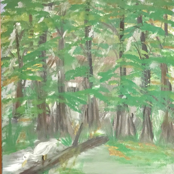 Swamp scene painting amateur signed - Picture 6 of 7